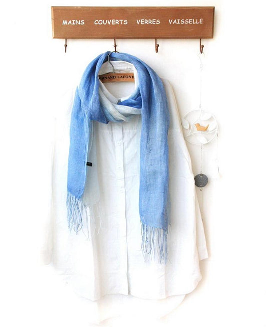 Skjerf i ren Lin Blå | Youtrend