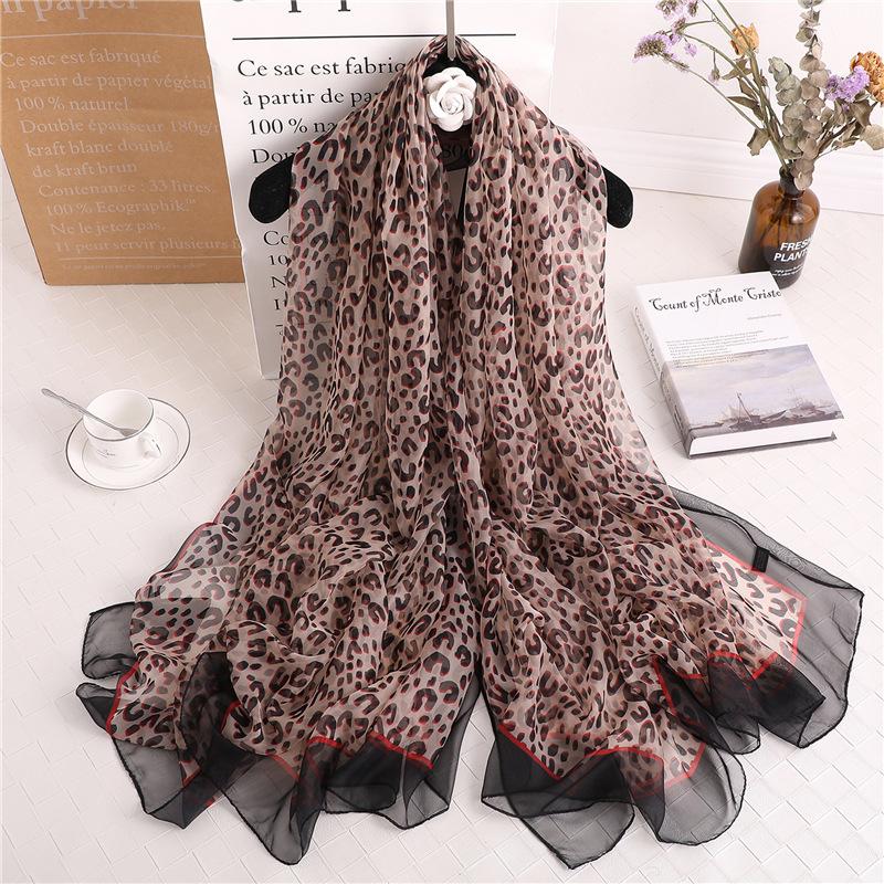 Luxus Chiffon skjerf Leopard Print Beige | Youtrend