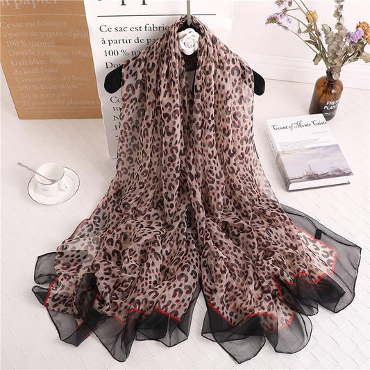 Luxus Chiffon skjerf Leopard Print Beige | Youtrend