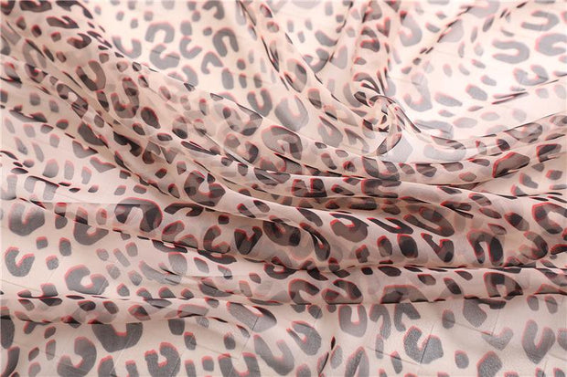 Luxus Chiffon skjerf Leopard Print Beige | Youtrend