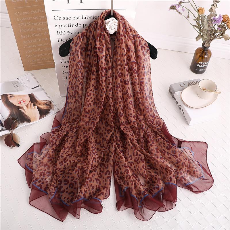 Luxus Chiffon skjerf Leopard Print Brown | Youtrend