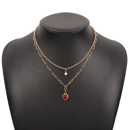 RHINESTONE PEARL HALSKJEDE