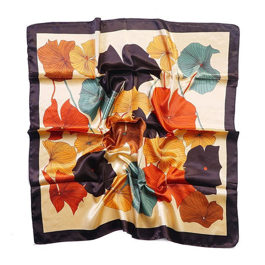 Tørkle Lotus print i Satin Silk feel Oransje | Youtrend