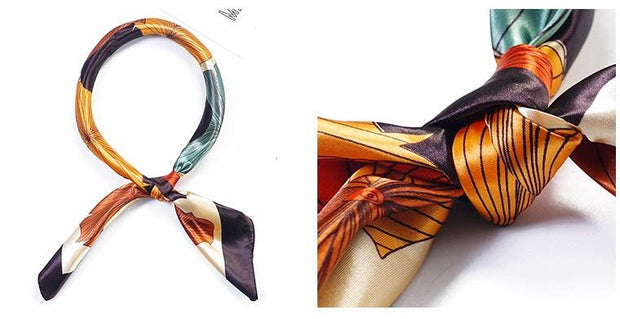 Tørkle Lotus print i Satin Silk feel Oransje | Youtrend