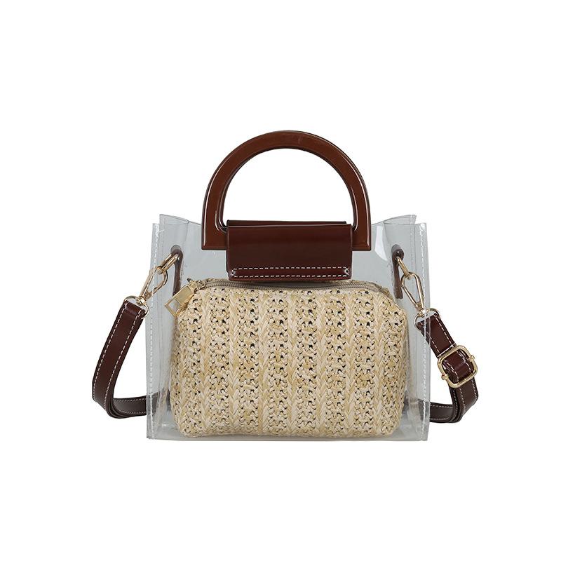 Veske Fashion Rattan liten i klar PVC Lys | Youtrend