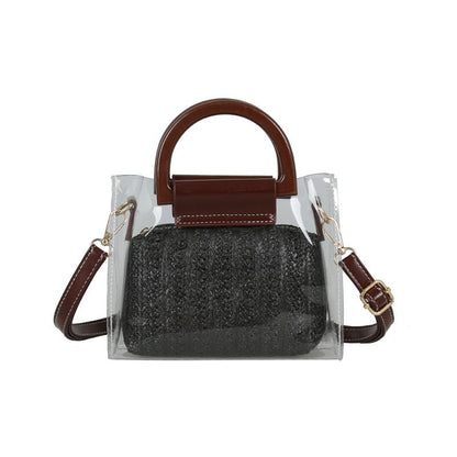 Veske Fashion Rattan liten i klar PVC Sort | Youtrend