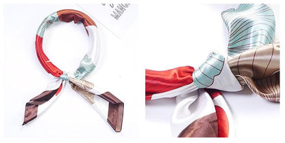 Tørkle Lotus print i Satin Silk feel Rød | Youtrend