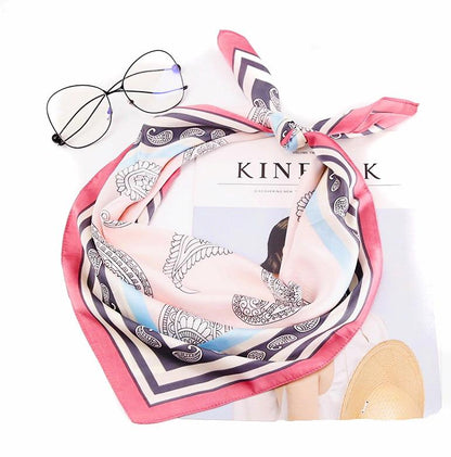 Tørkle med Mønster print i Satin Silk Rosa | Youtrend