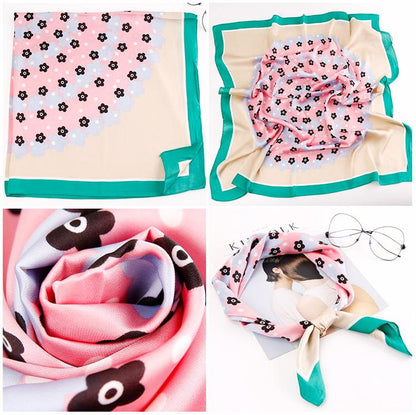 Tørkle med Blomster print i Satin Silk Grønn | Youtrend