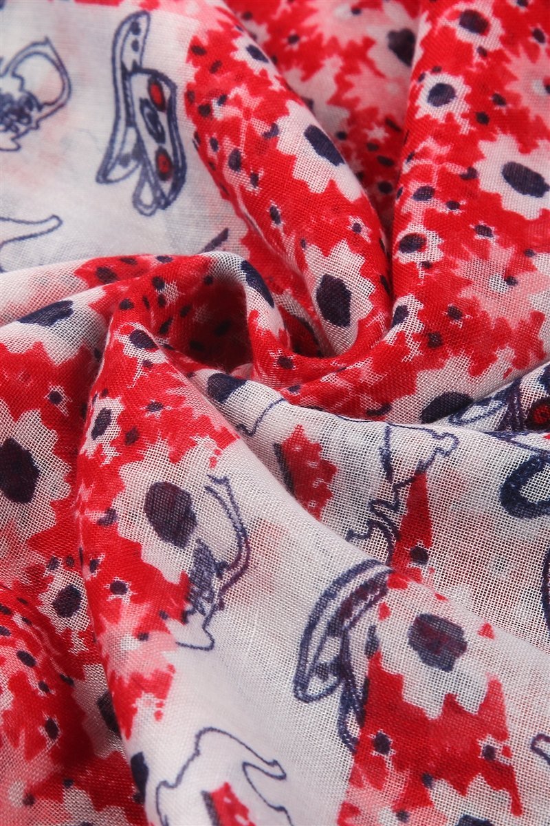 Skjerf Blomstret Print Blå Rød | Youtrend