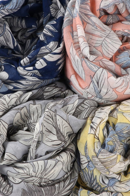 Skjerf med bladmønster Blå | Youtrend