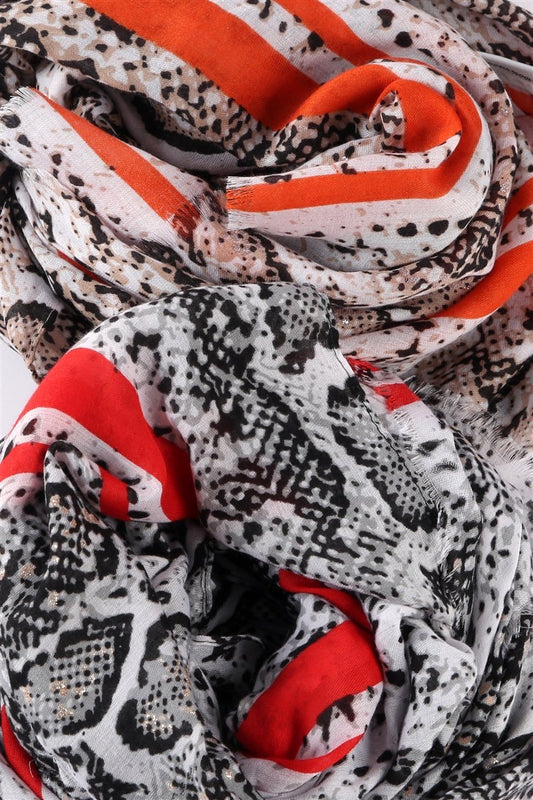 Skjerf Glitter Snake Skin og Rød Stripe | Youtrend