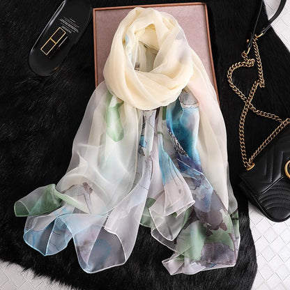 Luxus Chiffon skjerf Print Yellow | Youtrend