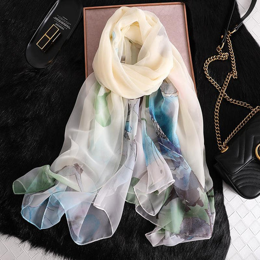 Luxus Chiffon skjerf Print Yellow | Youtrend