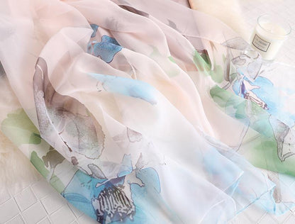 Luxus Chiffon skjerf Pastel Print Pink | Youtrend