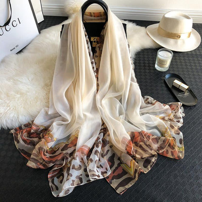 Luxus Chiffon skjerf leopard Print Beige | Youtrend