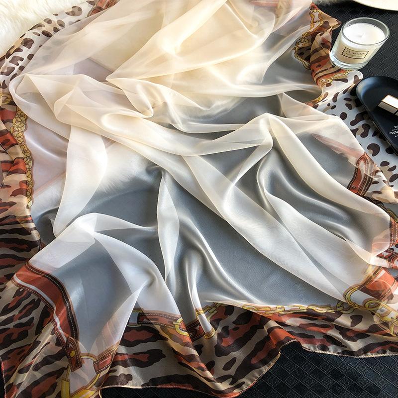 Luxus Chiffon skjerf leopard Print Beige | Youtrend