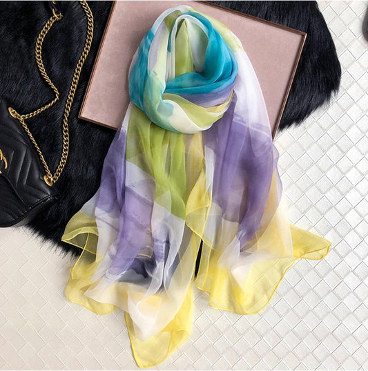 Luxus Chiffon skjerf Print Yellow | Youtrend
