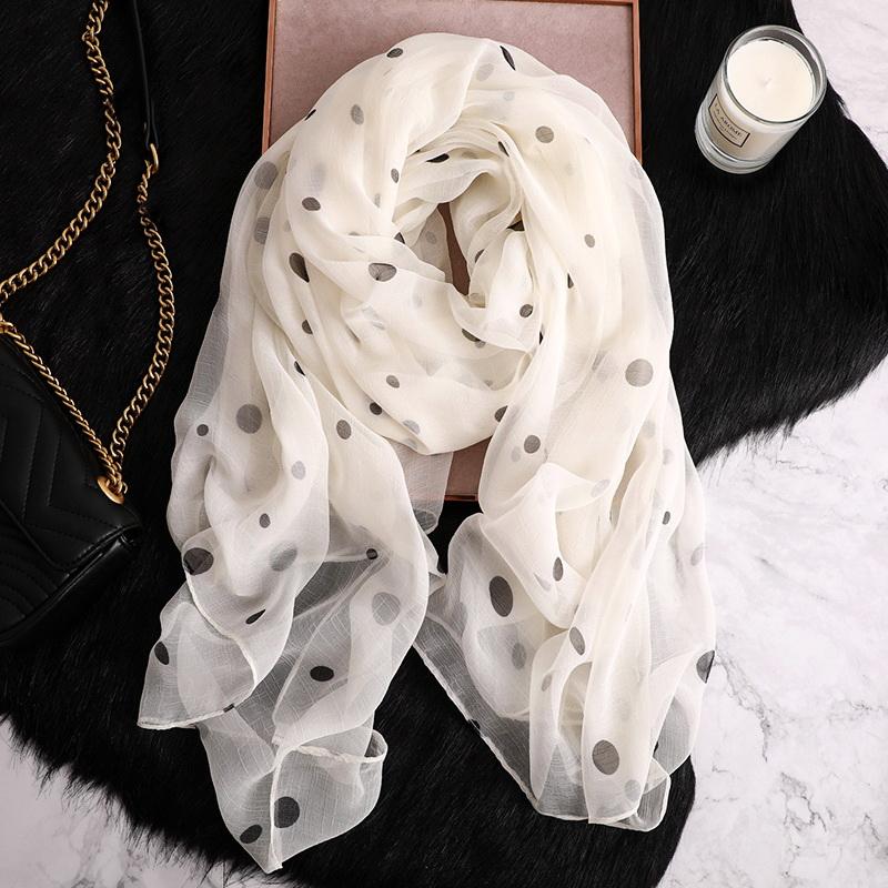 Luxus Indian Chiffon skjerf Dot Print White | Youtrend
