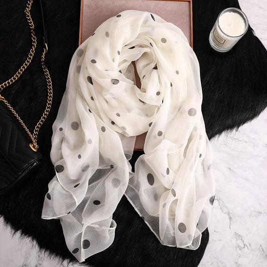 Luxus Indian Chiffon skjerf Dot Print White | Youtrend