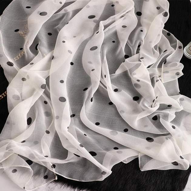 Luxus Indian Chiffon skjerf Dot Print White – Youtrend