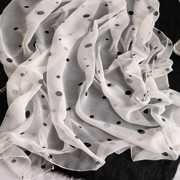 Luxus Indian Chiffon skjerf Dot Print White | Youtrend