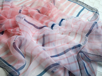 Luxus Chiffon skjerf Stripe Print Pink | Youtrend