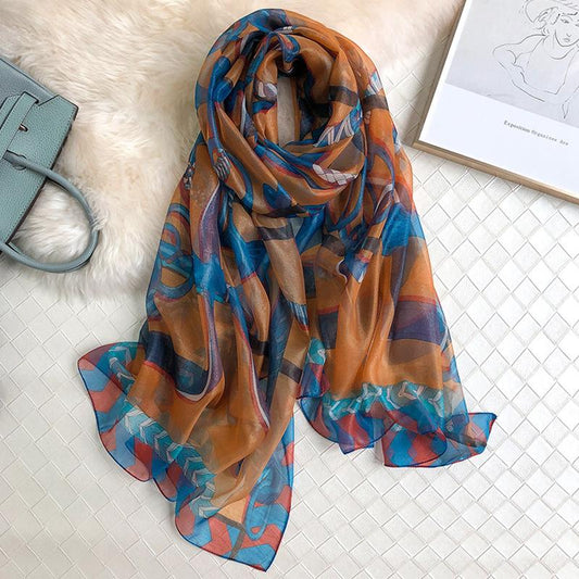 Luxus Chiffon skjerf mønstret Print Champagne | Youtrend