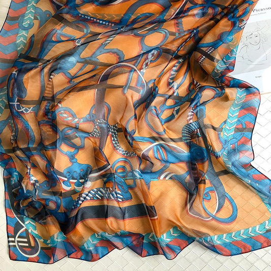 Luxus Chiffon skjerf mønstret Print Champagne | Youtrend