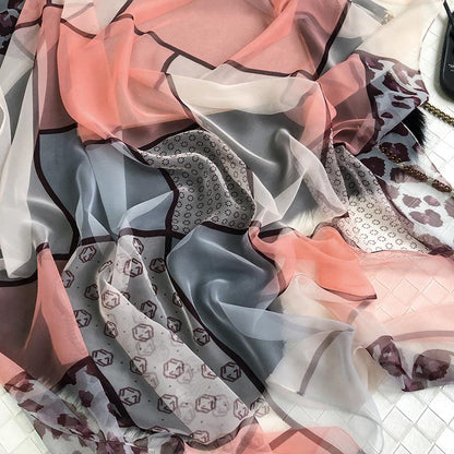 Luxus Chiffon skjerf Leopard Print Pink | Youtrend