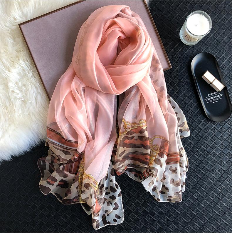 Luxus Chiffon skjerf leopard Print Pink | Youtrend