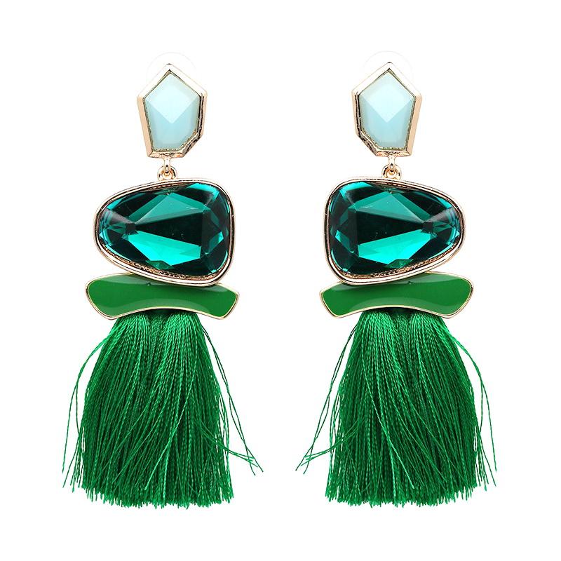 Øredobber med Grønn Crystal sten og Grønn dusk | Youtrend