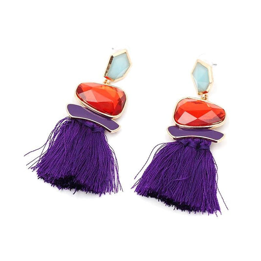 Øredobber med Rød Crystal sten og Lilla dusk | Youtrend