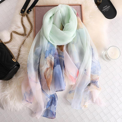 Luxus Chiffon skjerf Pastel Print Green | Youtrend