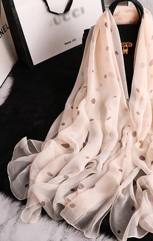 Luxus Indian Chiffon skjerf Dot Print Beige | Youtrend