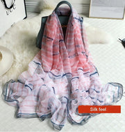 Luxus Chiffon skjerf Stripe Print Pink | Youtrend