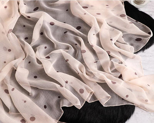 Luxus Indian Chiffon skjerf Dot Print Beige | Youtrend