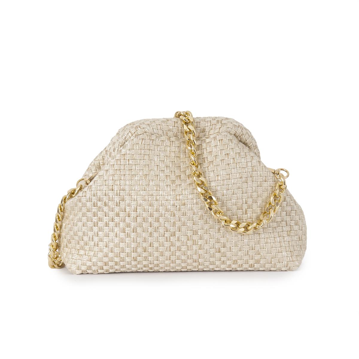 MATHILDE VEVET CLUTCH - LYS BEIGE