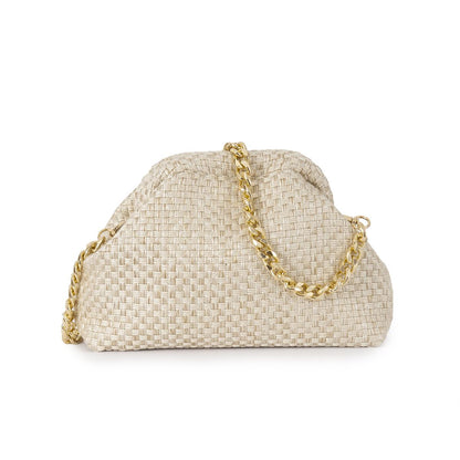 MATHILDE VEVET CLUTCH - LYS BEIGE
